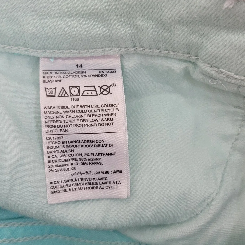 Old Navy Ombre Denim Shorts Girls Sz 14 Mint Green Aqua Blue Cuffed Summer Boho